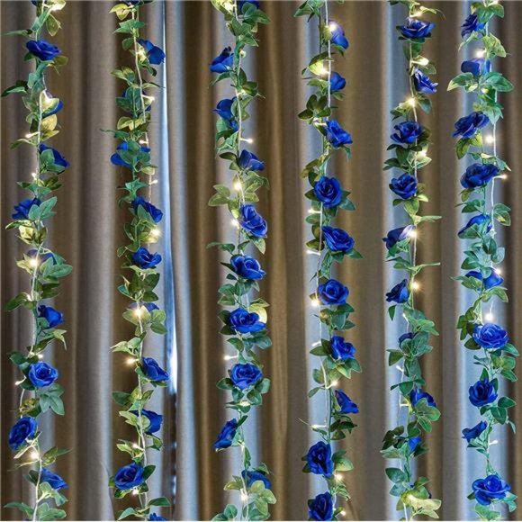 4 Pack (32FT) Artificial Rose Vine Fake Flowers Garland Hanging Silk Rose Ivy - Picture 2 of 6